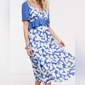 NWT Twisted Wunder abstract blue floral maxi dress
